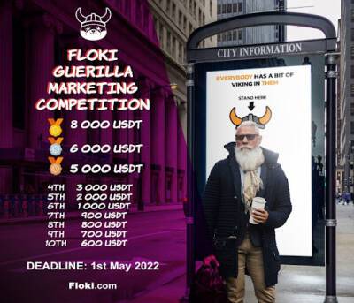 Floki Announces Guerrilla Marketing Competition with $28,000 USDT Prize Pool
