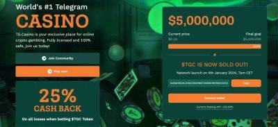 Top GambleFi Presale TG.Casino Heads For $TGC DEX Launch Today – Don’t Miss Out!