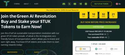 Sustainable Cryptocurrency eTukTuk Approaches $1 Million Milestone in Presale – Next Big Trend?