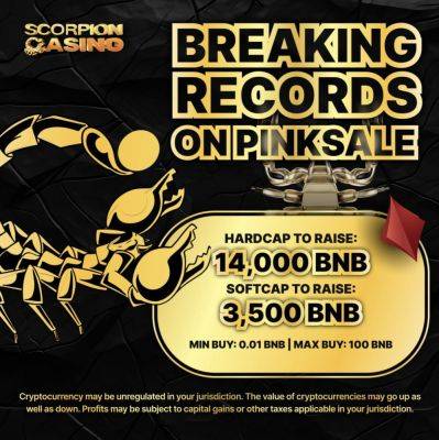 Scorpion Casino Announces CEX Listing Schedule Following Epic Pinksale Launchpad Sale